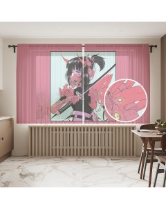 Тюль для кухни и спальни Девушка самурай 145x180 см Joyarty