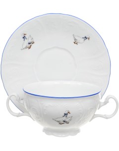 Чашка 360 мл с блюдцем 180 мм для бульона декор Гуси Bernadotte