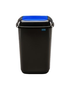 Ведро для мусора Quatro bin 28 л черное с синей плавающей крышкой Plafor
