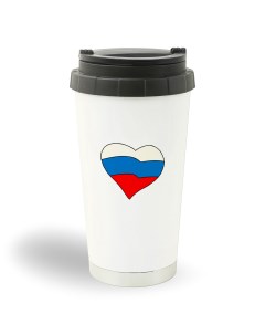Термостакан белый Илюстрация Флаг России Coolpodarok