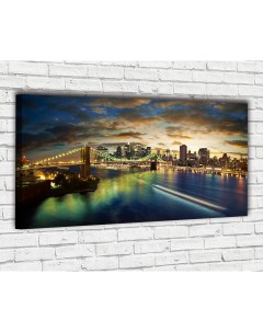 Картина на холсте Бруклинский мост 60х100 см Ф0040 с креплениями Добродаров