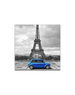 Картина 25х25 Башня в Париже и синяя машина trip6 3 Добродаров