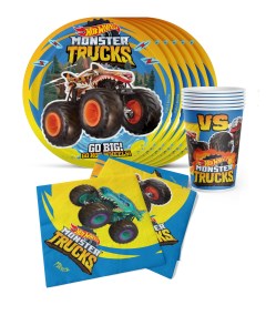 Набор бумажной посуды Hot Wheels Monster Trucks 6 тарелок 6 стаканов Priority