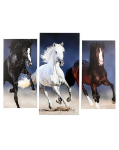 Модульная картина Три резвых коня 2 25х50 30х60см 60х80 см Nobrand