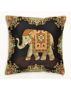 Наволочка Декоративная Гобеленовая 32х32 Индийский слон удача Студия текстильного дизайна