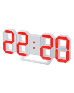 Часы будильник LUMINOUS белый корпус красная подсветка PF_5201 Perfeo