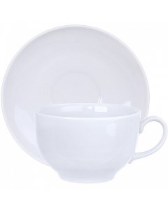 Чашка чайная с блюдцем Дулево Янтарь Белая 210 мл фарфор Дулевский фарфор