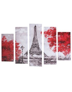 Модульная картина Нарисованный Париж 2 23х52 2 24х70 1 24х80 120х80см Постер-лайн