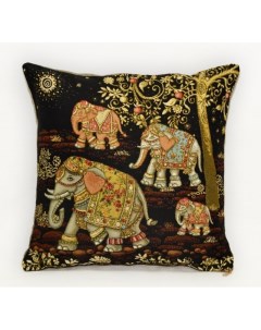 Наволочка Декоративная Гобеленовая 32х32 Индийские слоны 4 Студия текстильного дизайна