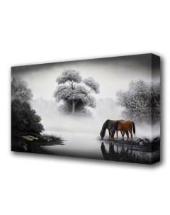 Картина на холсте Кони на водопое 60 100 см Topposters