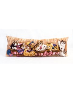 Наволочка Декоративная Гобеленовая 32х85 Игривые котята в корзине Студия текстильного дизайна