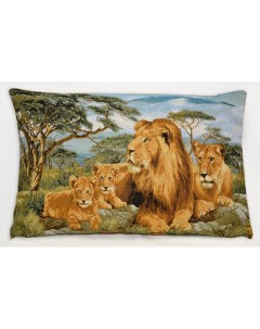 Наволочка Декоративная Гобеленовая Африканские львы 45 63 Студия текстильного дизайна