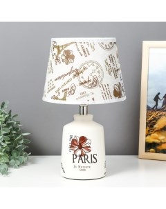 Лампа настольная с абажуром Париж с цветком бутыль Е14 40W Nobrand