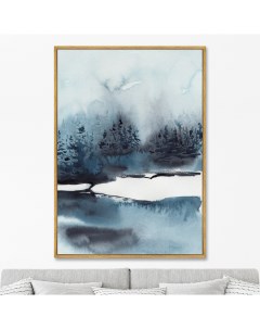 Репродукция картины на холсте Winter lake 2021г 75х105см Картины в квартиру
