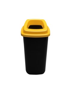 Ведро для мусора 28 л Sort bin чёрный бак с желтой крышкой Plafor