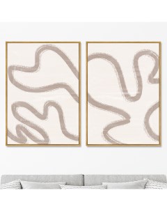 Набор из 2 х репродукций картин на холсте The curved geometric vibes No 2 2021г Картины в квартиру
