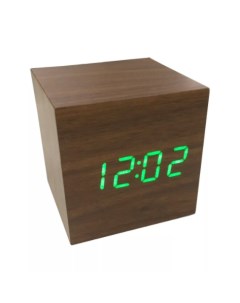 Часы электронные деревянный куб с звуковым управлением VST 869 Коричневый Daprivet