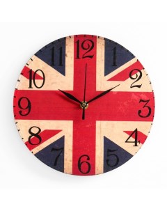 Часы настенные серия Интерьер Британский флаг дискретный ход d 23 5 см Соломон