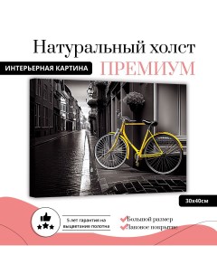 Картина на натуральном холсте Желтый велосипед 30х40 см L0365 ХОЛСТ Добродаров