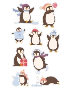 НАКЛЕЙКИ ДЕКОРАТИВНЫЕ ВИНИЛОВЫЕ Пингвины Divino sticky