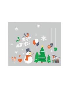 Интерьерные наклейки Снеговик и елочки Fachion stickers