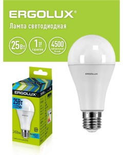Лампа светодиодная LED A65 25W E27 4K Ergolux