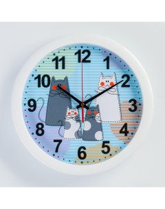 Часы настенные серия Детские Кошки плавный ход d 28 см Соломон