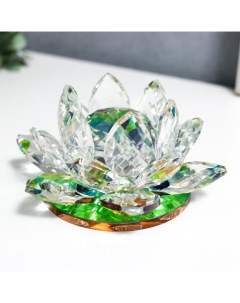 Сувенир Лотос кристалл трехъярусный зелёная радуга Sima-land