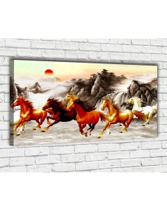 Картина на холсте Лошади 60x100 см с креплениями Ф0244 Добродаров