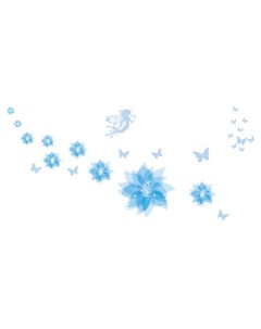Наклейки на стены Голубые цветы фея и бабочки Fachion stickers