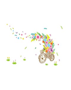 Наклейка на стену Велосипед с цветочками Fachion stickers