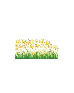 Интерьерная наклейка полоса зелёная трава с жёлтыми цветочками Fachion stickers