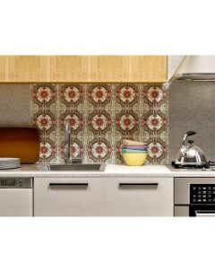 Наклейка на стену Плитка с растительным узором Цветок граната 12 шт 20 х20 см Paintingstock