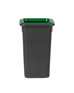 Ведро для мусора 20 л Fit bin чёрный бак с зелёной крышкой с отверстием Plafor
