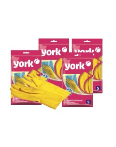 Перчатки резиновые р S набор из 4 штук York