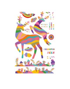 Интерьерная наклейка Цветные олени Fachion stickers