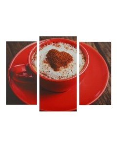 Картина модульная на подрамнике Кофе в красной кружке 2шт 25 5x50 5 30 5x60см 60х100 см Сюжет