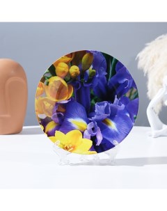 Тарелка декоративная Яркие цветы настенная D 17 5 см Nobrand