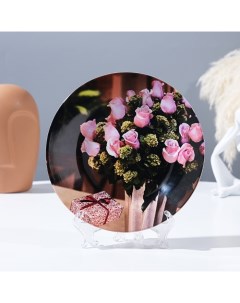 Тарелка декоративная Розовые розы настенная D 17 5 см Nobrand