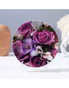 Тарелка декоративная Нежные розы настенная D 17 5 см Nobrand