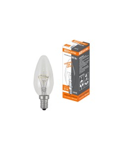 Лампа накаливания Свеча прозрачная 60 Вт 230 В E14 TDM SQ0332 0011 Tdm еlectric