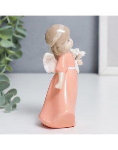 Сувенир керамика Ангел девочка в цветном платье с букетом 11х6х4 см Sima-land