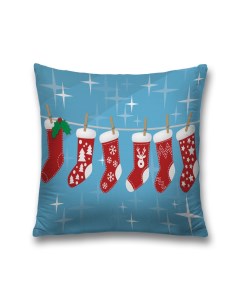 Наволочка декоративная Рождественские носки на молнии 45x45 см Joyarty