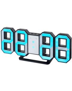Электронные часы Luminous PF 663 будильник USB синие цифры чёрный корпус Perfeo