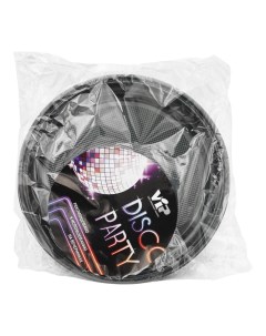 Тарелки одноразовые Disco Party пластиковые черные 205 мм х 6 шт Вип