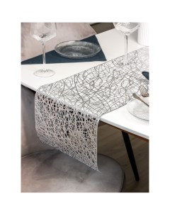 Дорожка на стол Паутинка 30x150 см цвет серебро Доляна