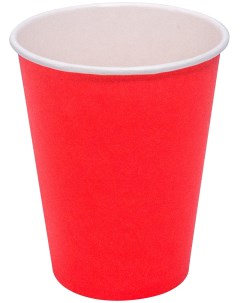 Стакан бумажный для горячих напитков красный 1 сл 350мл D90 мм 50 шт уп Экопак