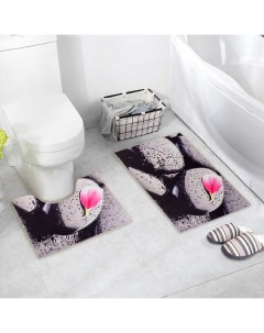 Набор ковриков для ванны и туалета Камни 2 шт 40x45 45x75 см Доляна