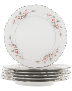 Тарелка мелкая 27 см декор Бледные розы отводка платина набор 6 шт Bernadotte
