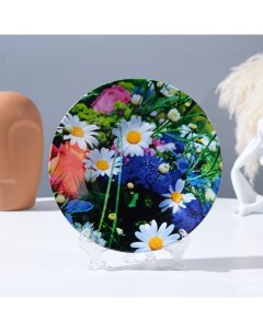 Тарелка декоративная Полевые цветы настенная D 17 5 см Nobrand